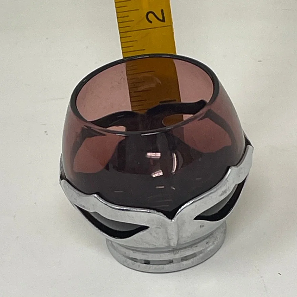 Vintage Farber Bros NY Amethyst Glass Chrome Art Deco Toothpick Holder Pat 87496